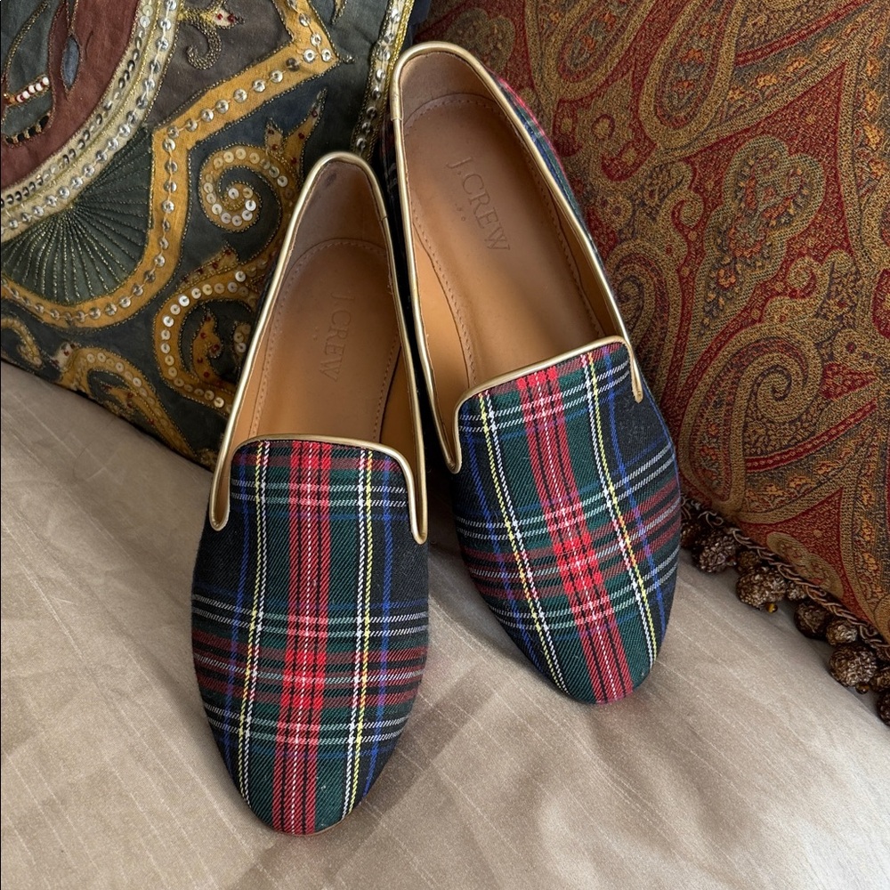 J. Crew Tartan Loafers - Red, Blue, and Green size 6 1/2 ladies